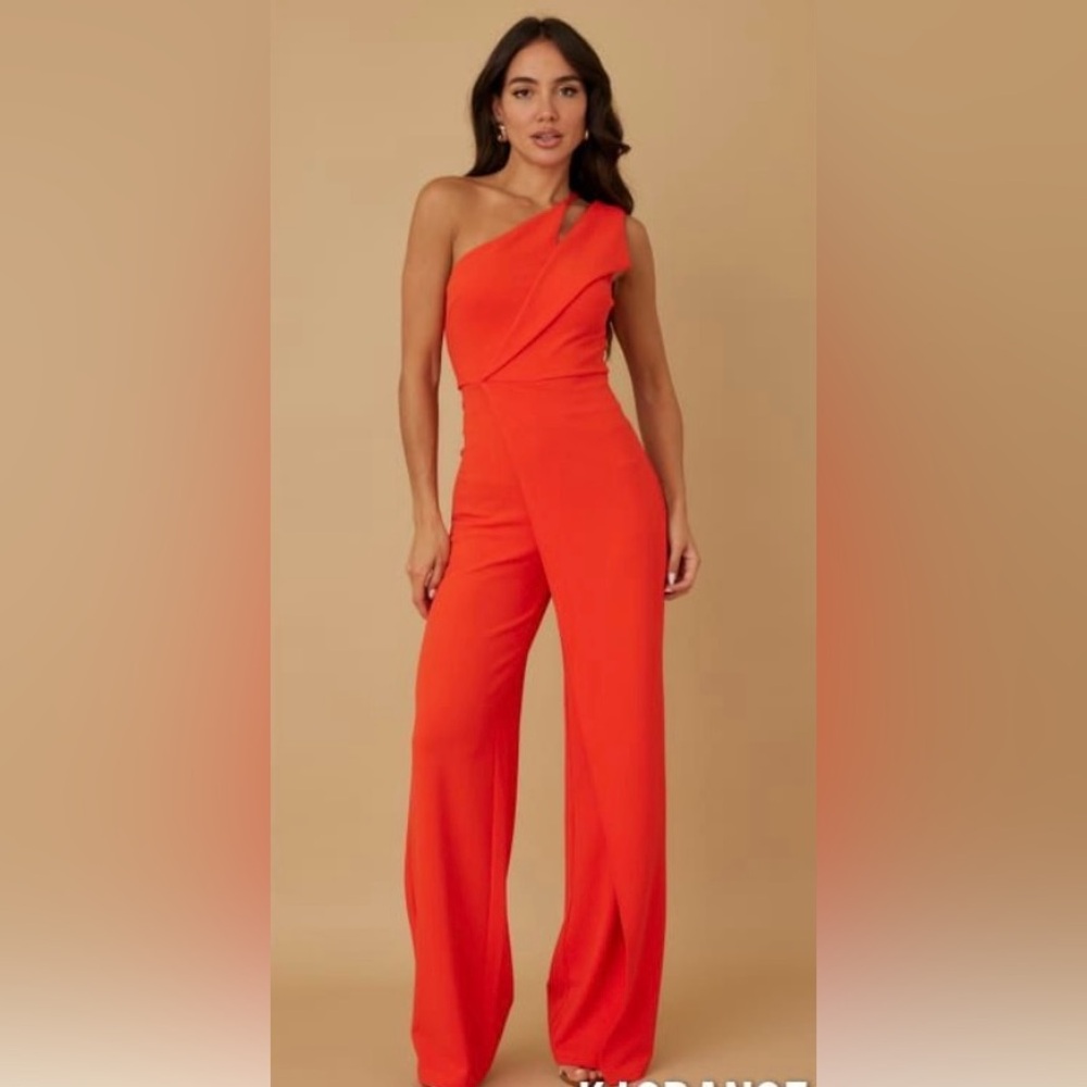 Valentine kj orange one shoulder jumpsuit